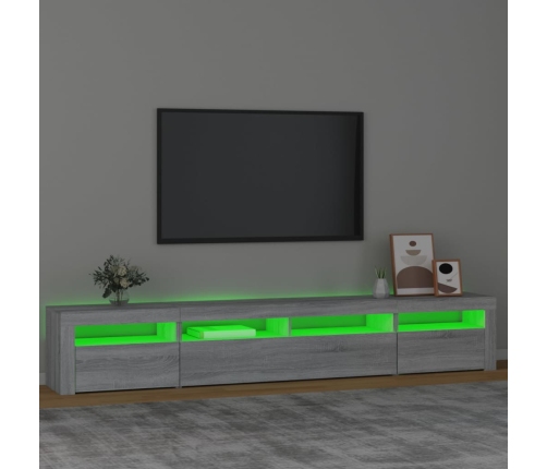 vidaXL TV skapītis ar LED, pelēka ozolkoka krāsa, 240x35x40 cm