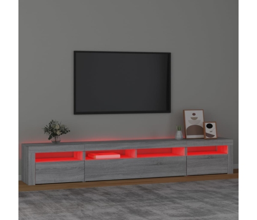 vidaXL TV skapītis ar LED, pelēka ozolkoka krāsa, 240x35x40 cm