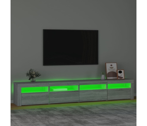 vidaXL TV skapītis ar LED, pelēka ozolkoka krāsa, 240x35x40 cm