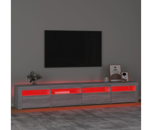 vidaXL TV skapītis ar LED, pelēka ozolkoka krāsa, 240x35x40 cm