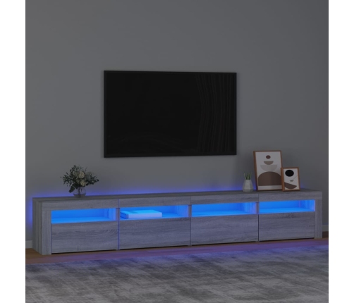 vidaXL TV skapītis ar LED, pelēka ozolkoka krāsa, 240x35x40 cm