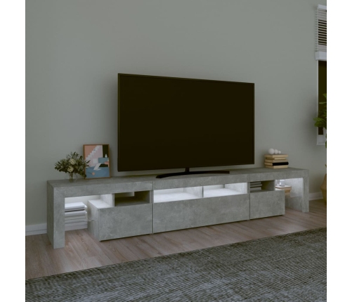 vidaXL TV skapītis ar LED apgaismojumu, betona pelēks, 230x36,5x40 cm