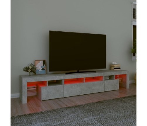 vidaXL TV skapītis ar LED apgaismojumu, betona pelēks, 230x36,5x40 cm