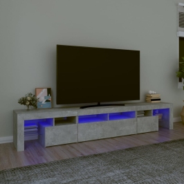 vidaXL TV skapītis ar LED apgaismojumu, betona pelēks, 230x36,5x40 cm