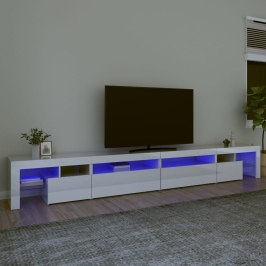 vidaXL TV skapītis ar LED apgaismojumu, spīdīgi balts, 290x36,5x40 cm