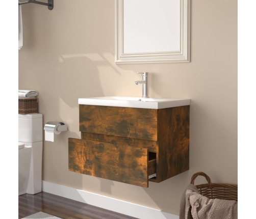 vidaXL skapītis ar iebūvētu izlietni, ozola krāsa, inženierijas koks