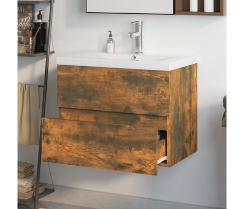 vidaXL skapītis ar iebūvētu izlietni, ozola krāsa, inženierijas koks