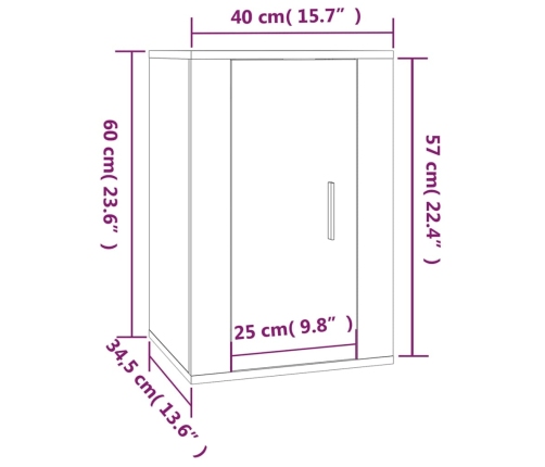 vidaXL sienas TV skapīši, 2 gab., balta, 40x34,5x60 cm