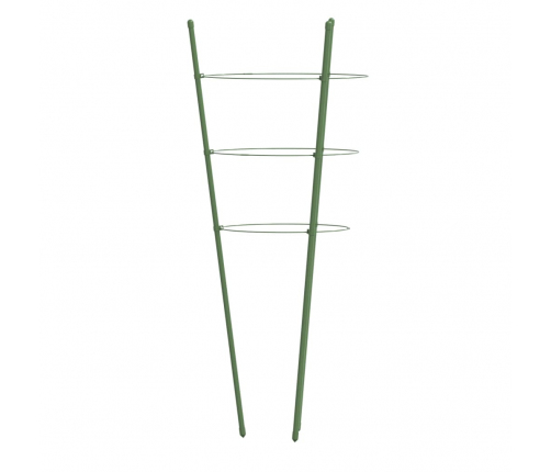 vidaXL dārza augu mietiņi ar 3 gredzeniem, 5 gb., zaļi, 45 cm, tērauds