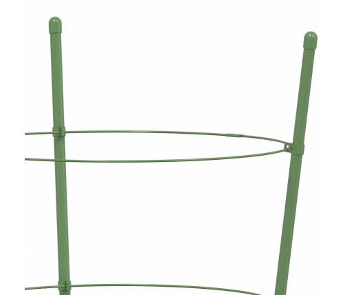 vidaXL dārza augu mietiņi ar 3 gredzeniem, 5 gb., zaļi, 45 cm, tērauds