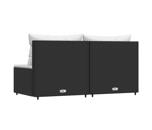 vidaXL vidējie dārza dīvāni, spilveni, 2 gab., melna PE rotangpalma