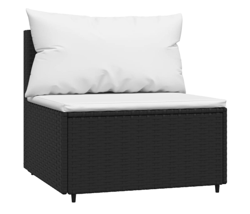 vidaXL vidējie dārza dīvāni, spilveni, 2 gab., melna PE rotangpalma