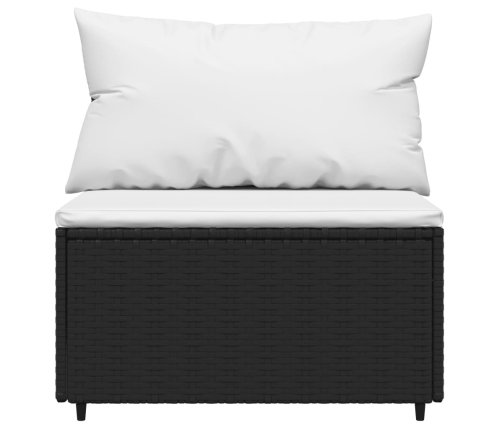 vidaXL vidējie dārza dīvāni, spilveni, 2 gab., melna PE rotangpalma
