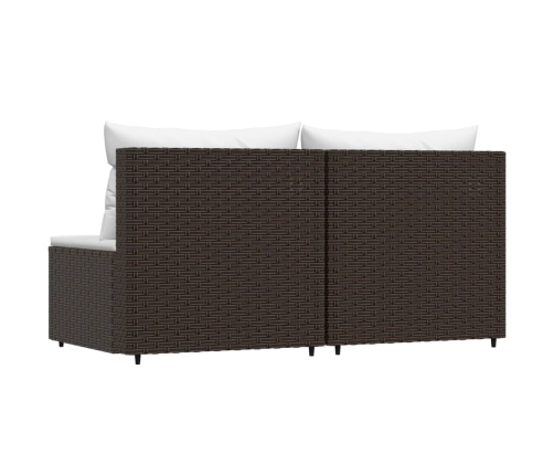 vidaXL vidējie dārza dīvāni, spilveni, 2 gab., brūna PE rotangpalma