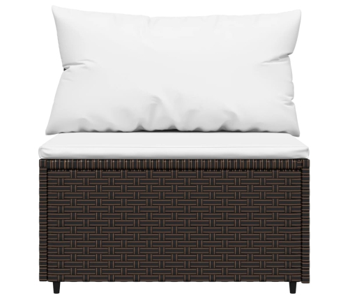 vidaXL vidējie dārza dīvāni, spilveni, 2 gab., brūna PE rotangpalma