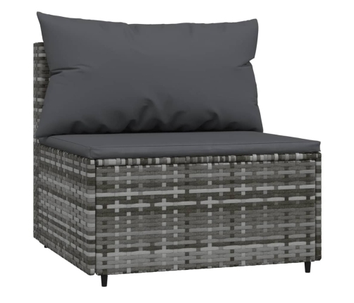 vidaXL vidējie dārza dīvāni, spilveni, 2 gab., pelēka PE rotangpalma