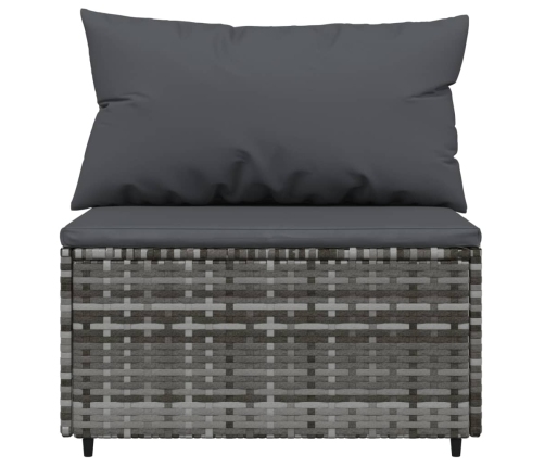 vidaXL vidējie dārza dīvāni, spilveni, 2 gab., pelēka PE rotangpalma