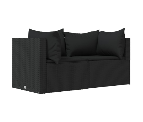 vidaXL 3-daļīgs dārza atpūtas mēbeļu komplekts, melna PE rotangpalma