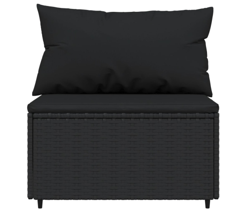 vidaXL vidējais dārza dīvāns, spilveni, melna PE rotangpalma
