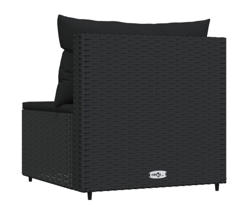 vidaXL vidējais dārza dīvāns, spilveni, melna PE rotangpalma