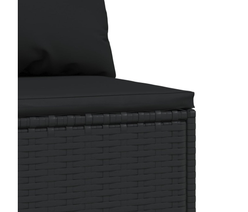 vidaXL vidējais dārza dīvāns, spilveni, melna PE rotangpalma