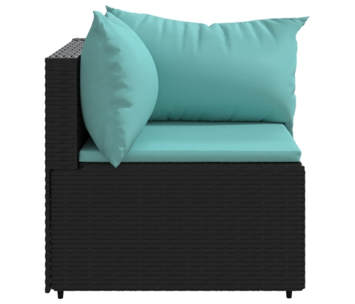 vidaXL dārza stūra dīvāni ar spilveniem, 2 gab., melna PE rotangpalma