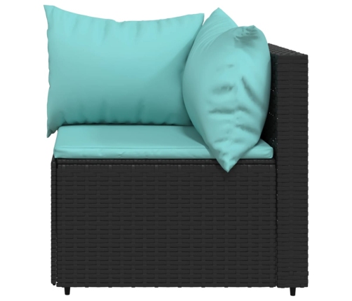 vidaXL dārza stūra dīvāni ar spilveniem, 2 gab., melna PE rotangpalma