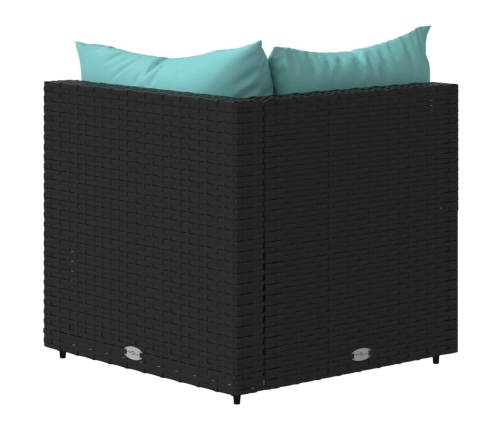 vidaXL dārza stūra dīvāni ar spilveniem, 2 gab., melna PE rotangpalma