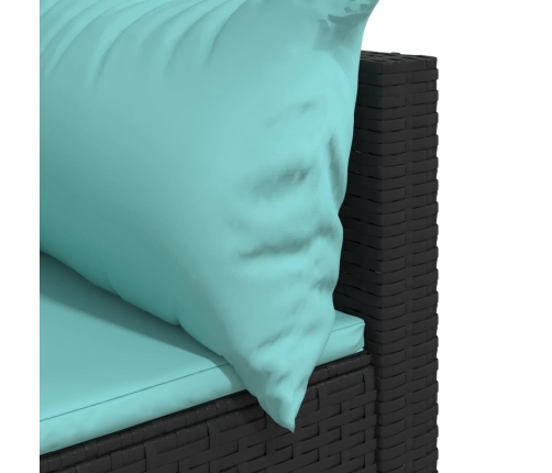 vidaXL dārza stūra dīvāni ar spilveniem, 2 gab., melna PE rotangpalma