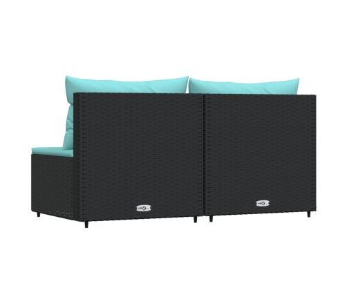 vidaXL vidējie dārza dīvāni, spilveni, 2 gab., melna PE rotangpalma