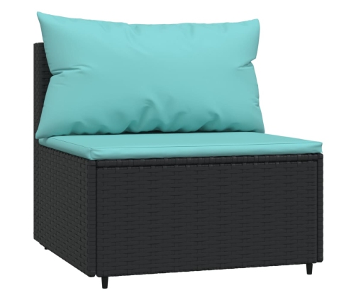 vidaXL vidējie dārza dīvāni, spilveni, 2 gab., melna PE rotangpalma