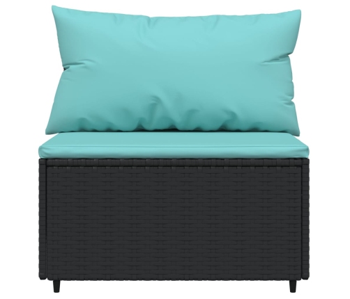 vidaXL vidējie dārza dīvāni, spilveni, 2 gab., melna PE rotangpalma