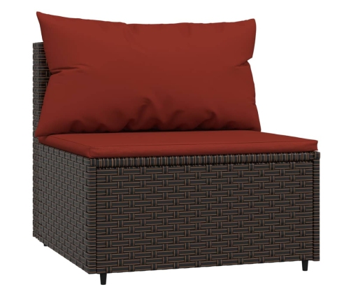 vidaXL vidējie dārza dīvāni, spilveni, 2 gab., brūna PE rotangpalma