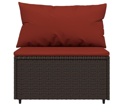 vidaXL vidējie dārza dīvāni, spilveni, 2 gab., brūna PE rotangpalma