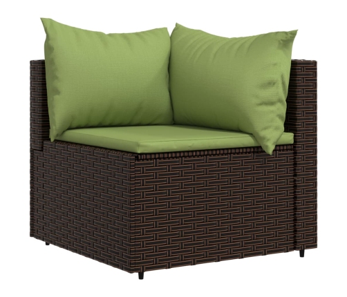 vidaXL dārza stūra dīvāni ar spilveniem, 2 gab., brūna PE rotangpalma