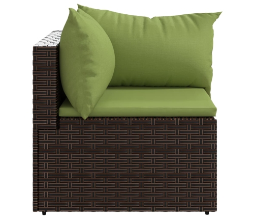 vidaXL dārza stūra dīvāni ar spilveniem, 2 gab., brūna PE rotangpalma