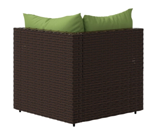 vidaXL dārza stūra dīvāni ar spilveniem, 2 gab., brūna PE rotangpalma