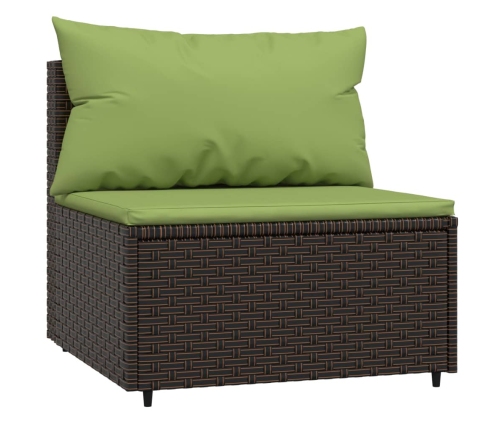 vidaXL vidējie dārza dīvāni, spilveni, 2 gab., brūna PE rotangpalma