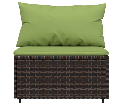 vidaXL vidējie dārza dīvāni, spilveni, 2 gab., brūna PE rotangpalma