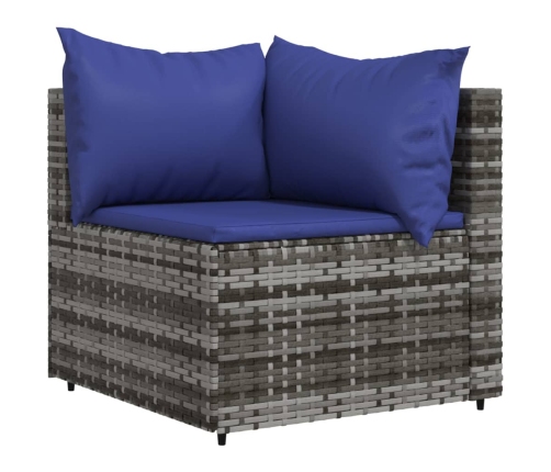 vidaXL dārza stūra dīvāni ar spilveniem, 2 gab., pelēka PE rotangpalma