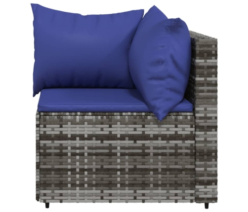 vidaXL dārza stūra dīvāni ar spilveniem, 2 gab., pelēka PE rotangpalma