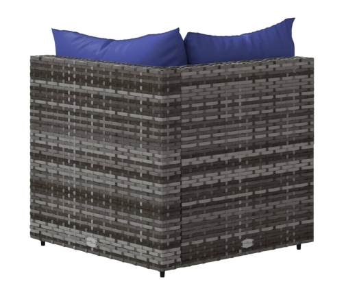 vidaXL dārza stūra dīvāni ar spilveniem, 2 gab., pelēka PE rotangpalma