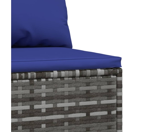 vidaXL vidējais dārza dīvāns, spilveni, pelēka PE rotangpalma