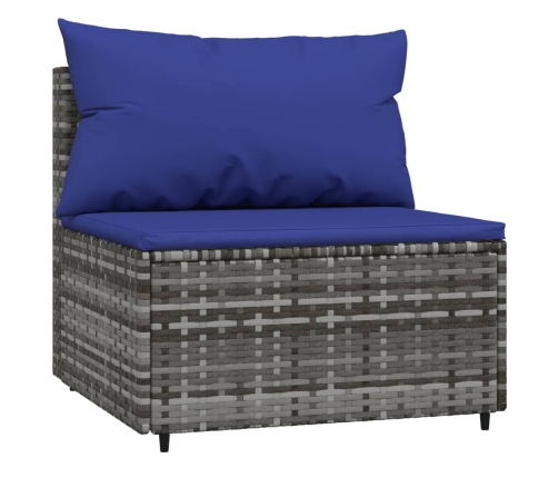 vidaXL vidējie dārza dīvāni, spilveni, 2 gab., pelēka PE rotangpalma