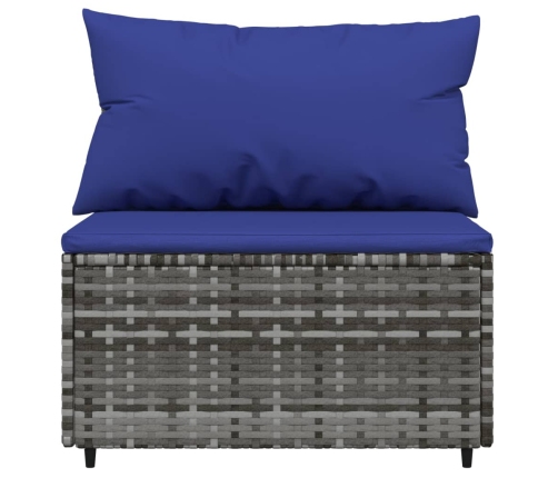 vidaXL vidējie dārza dīvāni, spilveni, 2 gab., pelēka PE rotangpalma