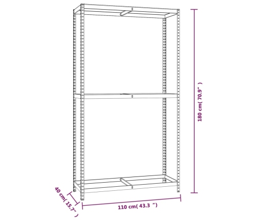 vidaXL 2-līmeņu riepu plaukti, 3 gb., sudraba, 110x40x180 cm, tērauds