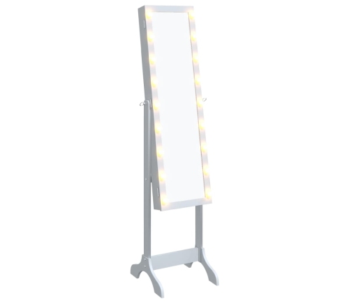 vidaXL grīdas spogulis ar LED, balts, 34x37x146 cm