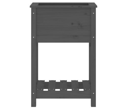 vidaXL puķu kaste ar plauktu, pelēka, 54x34,5x81 cm, priedes masīvkoks