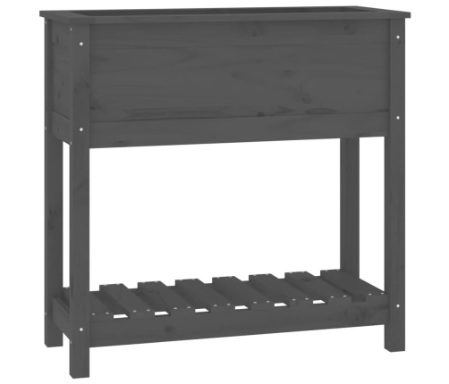 vidaXL puķu kaste ar plauktu, pelēka, 82,5x34,5x81, priedes masīvkoks