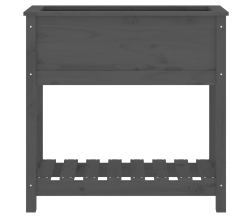 vidaXL puķu kaste ar plauktu, pelēka, 82,5x34,5x81, priedes masīvkoks